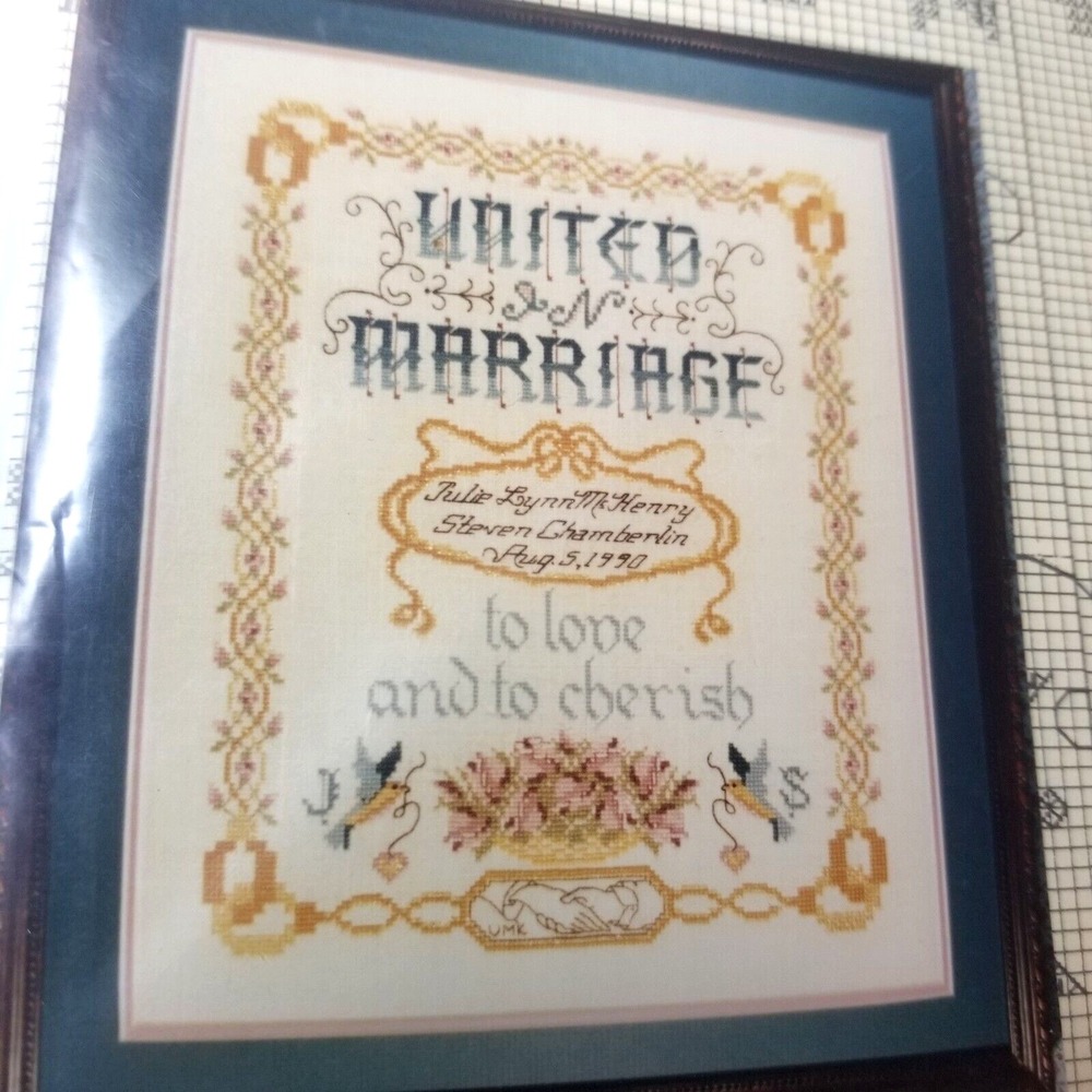 "United in Marriage" Sampler Cross Stitch Pattern/Chart by Vera K Enterprises‎